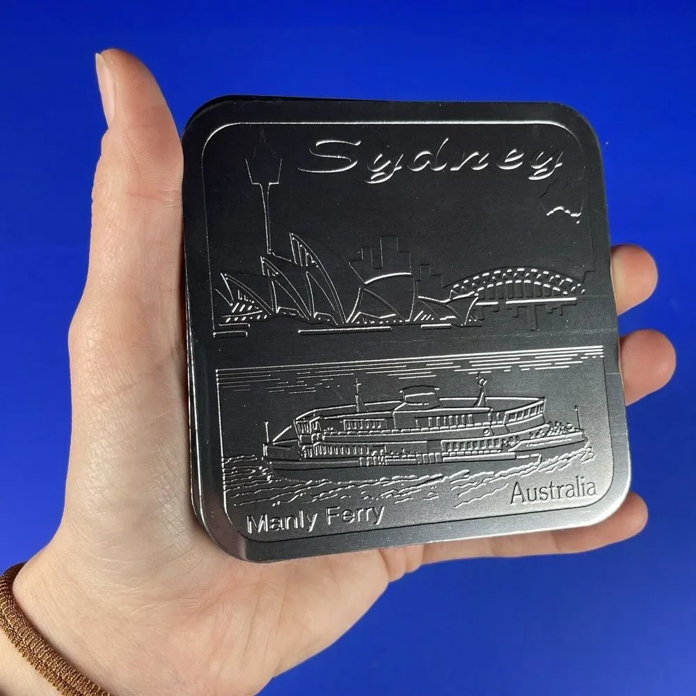 Riga‎ Set of 6 Silver Etched South Australia Sydney Etched Drink Coasters - Picture 7 of 11